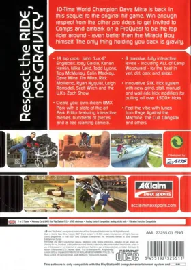 Dave Mirra Freestyle BMX 2 box cover back